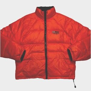 Polo Jeans RL Puffer Jacket Mens M Orange Black Down Coat Y2K